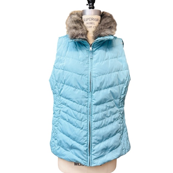 Faux Fur Collar Talbots Down Vest Talbots Puffer Down Vest Faux - Main Image